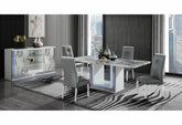YLIME WHITE MARBLE DINING TABLE + GREY 1 Chair DC