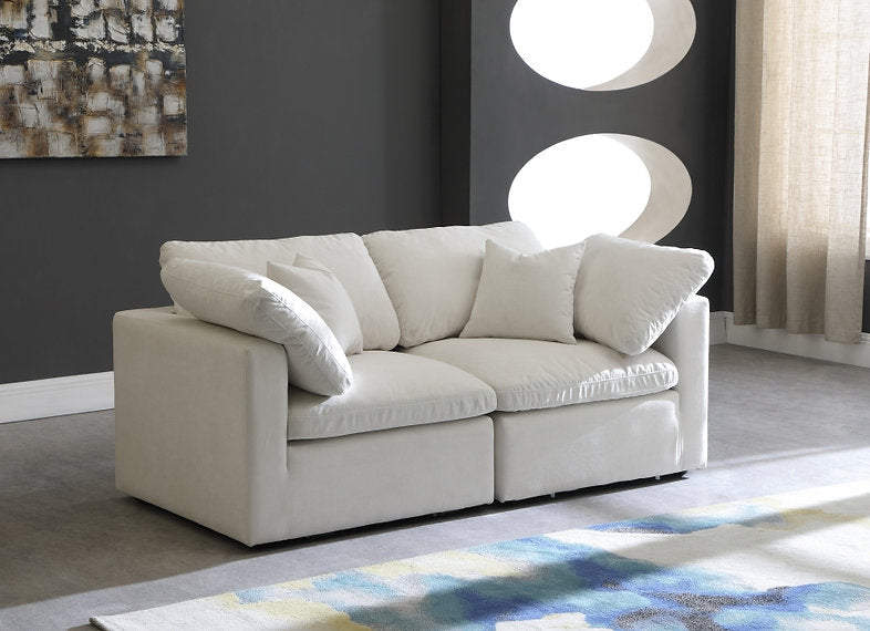 Plush Velvet Standard Modular Down Filled Cloud-Like Comfort Overstuffed 70" Sofa