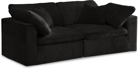 Cozy Velvet Modular Fiber Filled Cloud-Like Comfort Overstuffed 80" Sofa