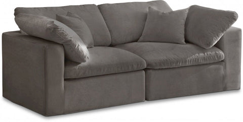 Cozy Velvet Modular Fiber Filled Cloud-Like Comfort Overstuffed 80" Sofa